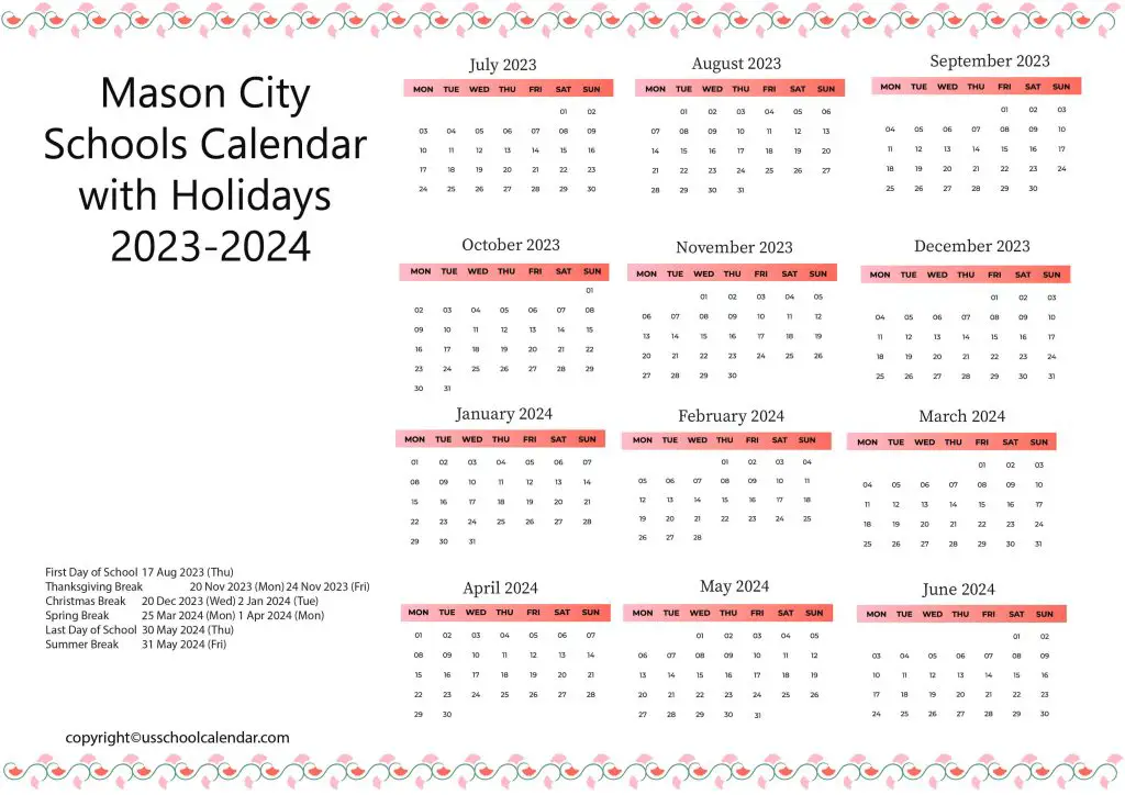 Mason City Schools Ohio Calendar