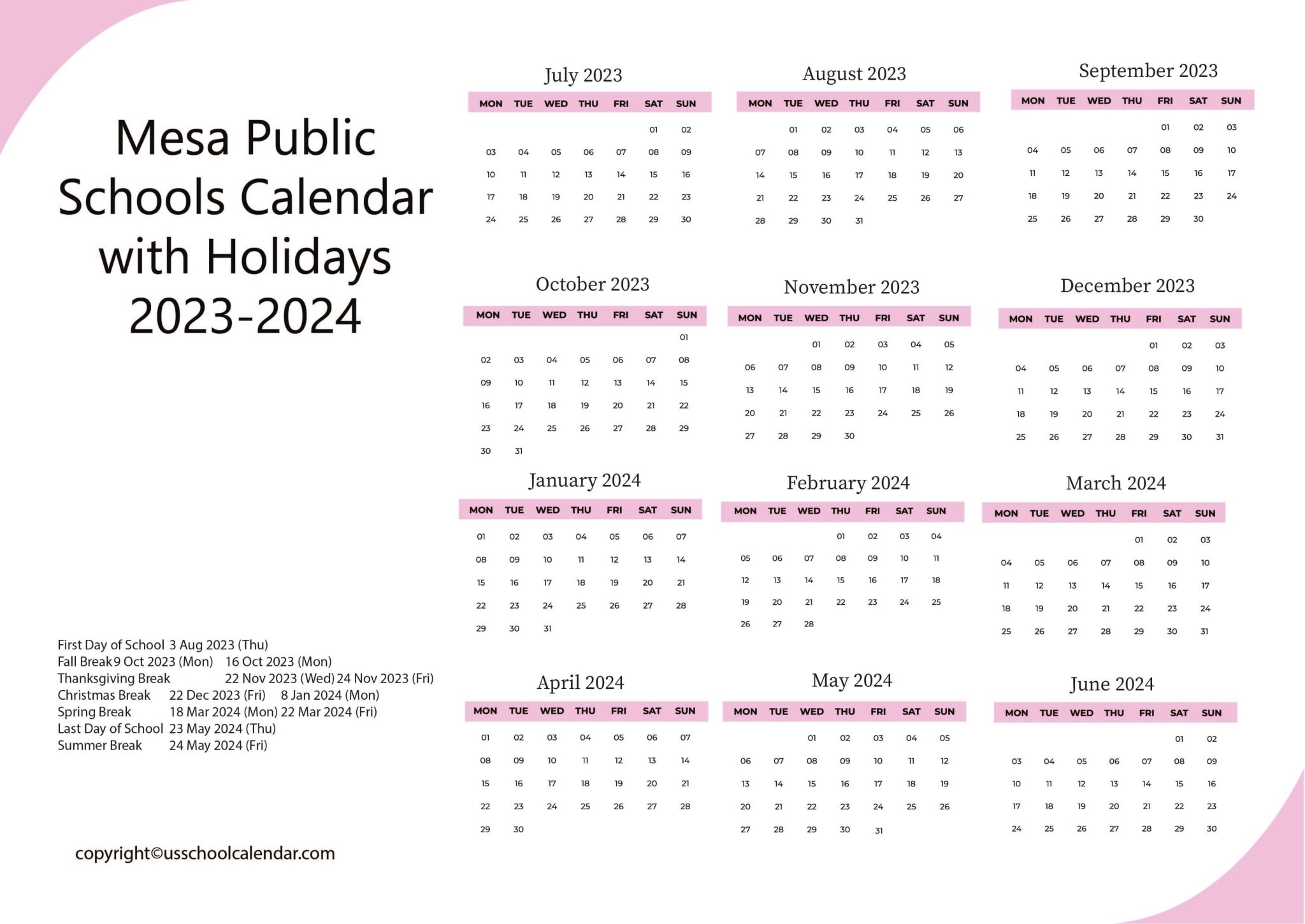 mesa-public-schools-calendar-with-holidays-2023-2024