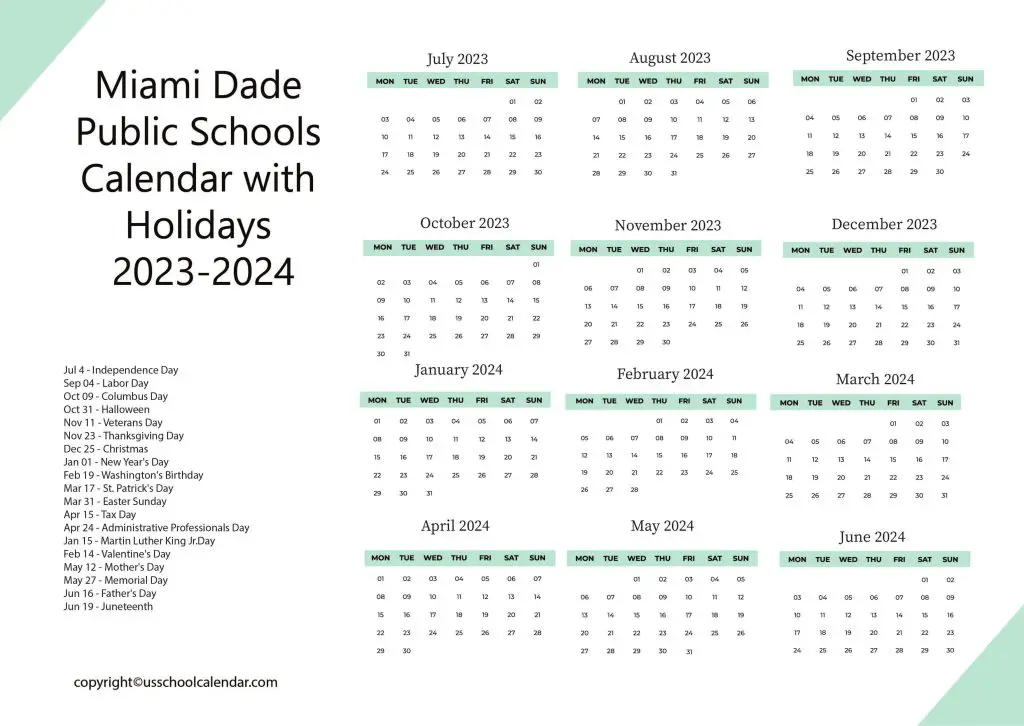 Miami Dade County Public Schools Calendar