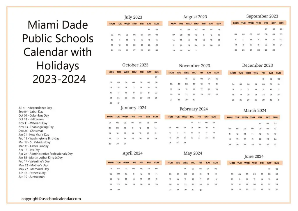 Miami Dade Public Schools Holiday Calendar