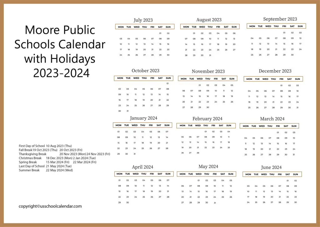 Moore County Public Schools Calendar