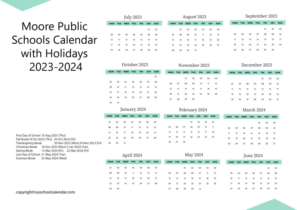 Moore Schools Calendar