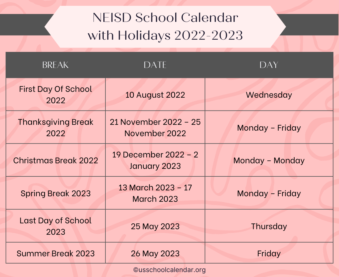 When Does Neisd School Start 2025 Calendar - Pru Jacinda