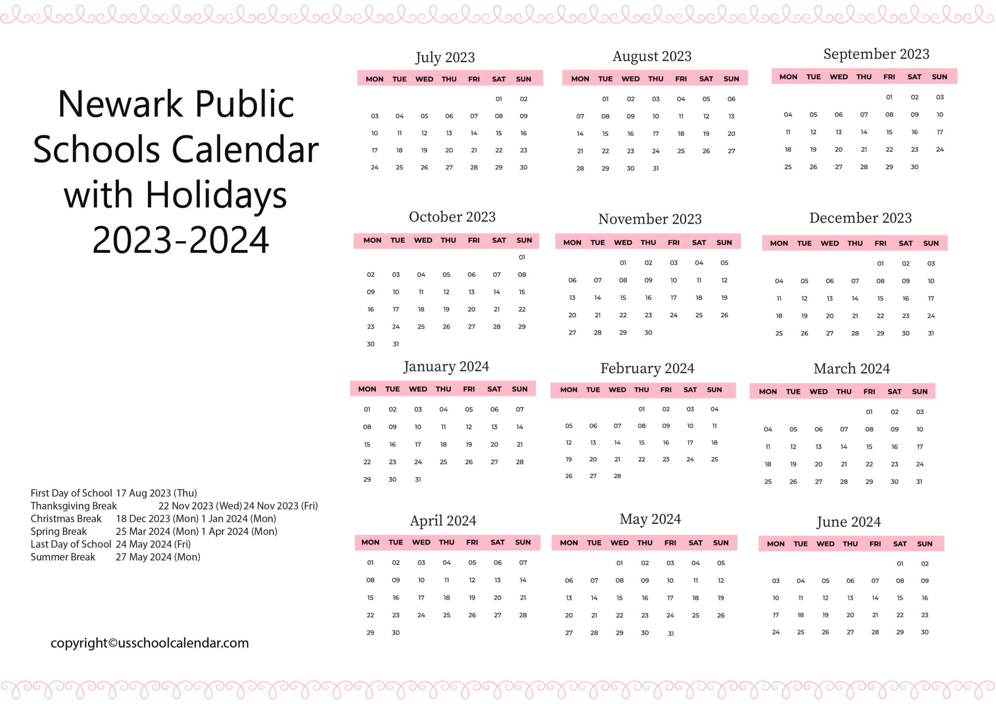 newark-public-schools-calendar-with-holidays-2023-2024