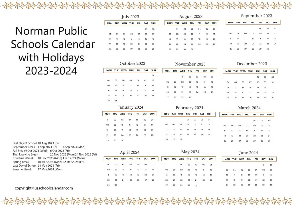 Norman Public Schools Calendar