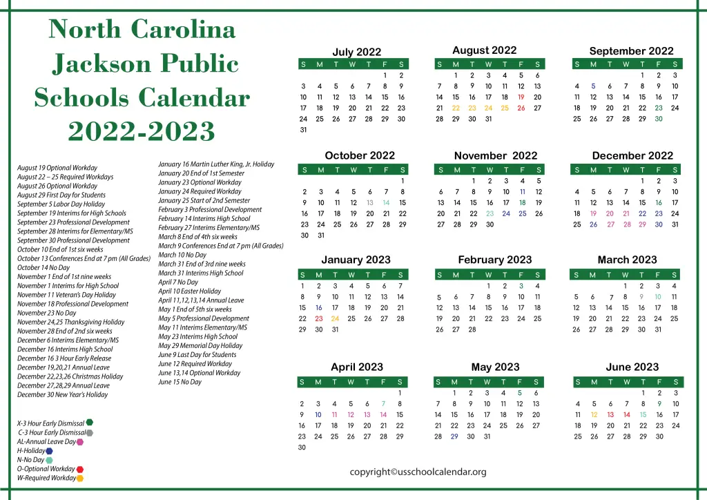 North Carolina Montgomery County Schools Calendar 2022-2023 2