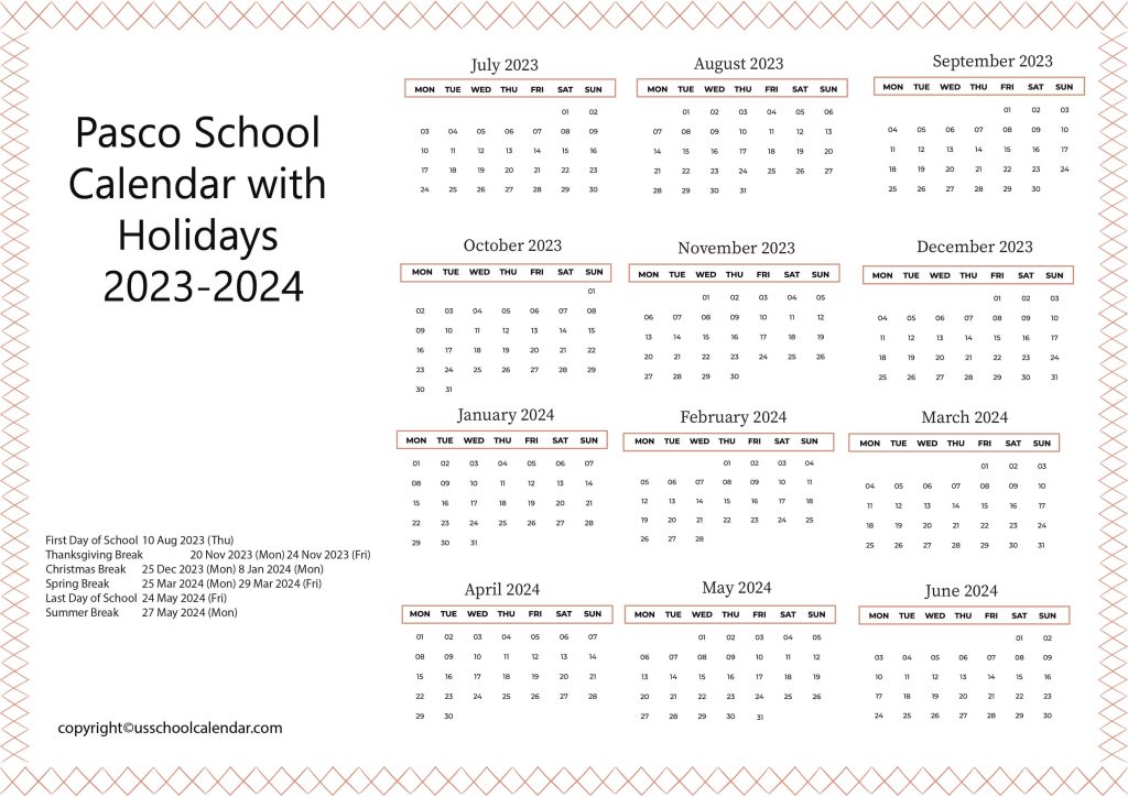 Pasco Schools Calendar