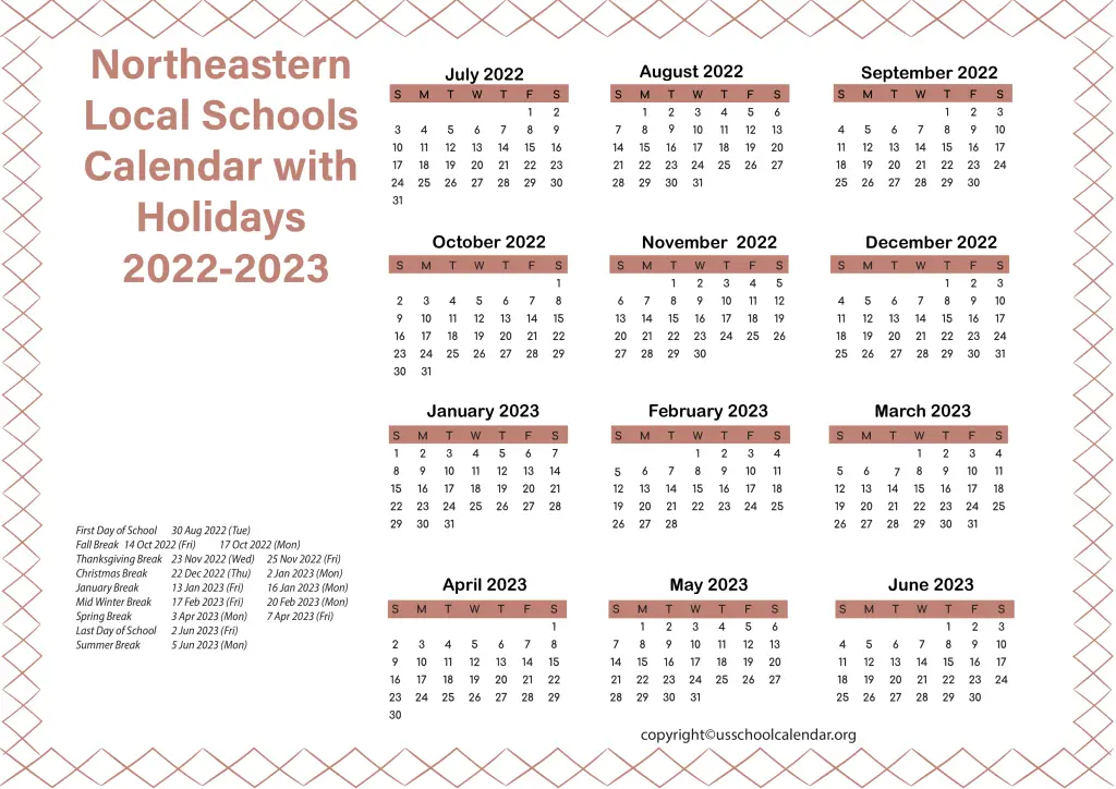 Piedmont City School District Calendar with Holidays 2022-2023 3