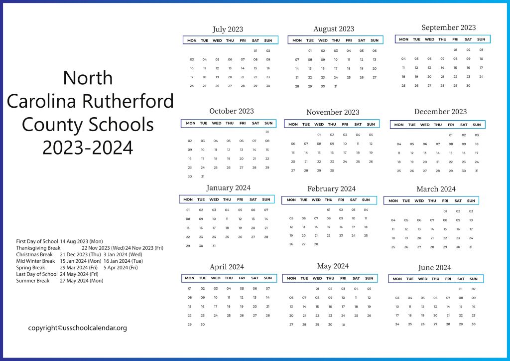 Rutherford County Schools North Carolina Calendar