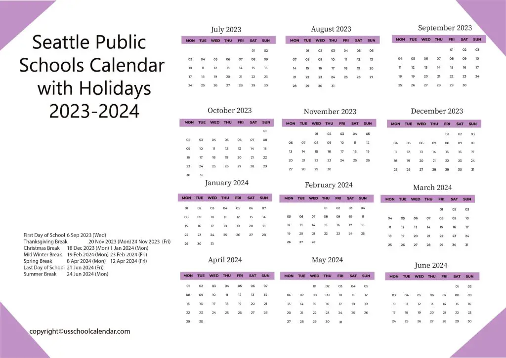 Seattle Public Schools Calendar