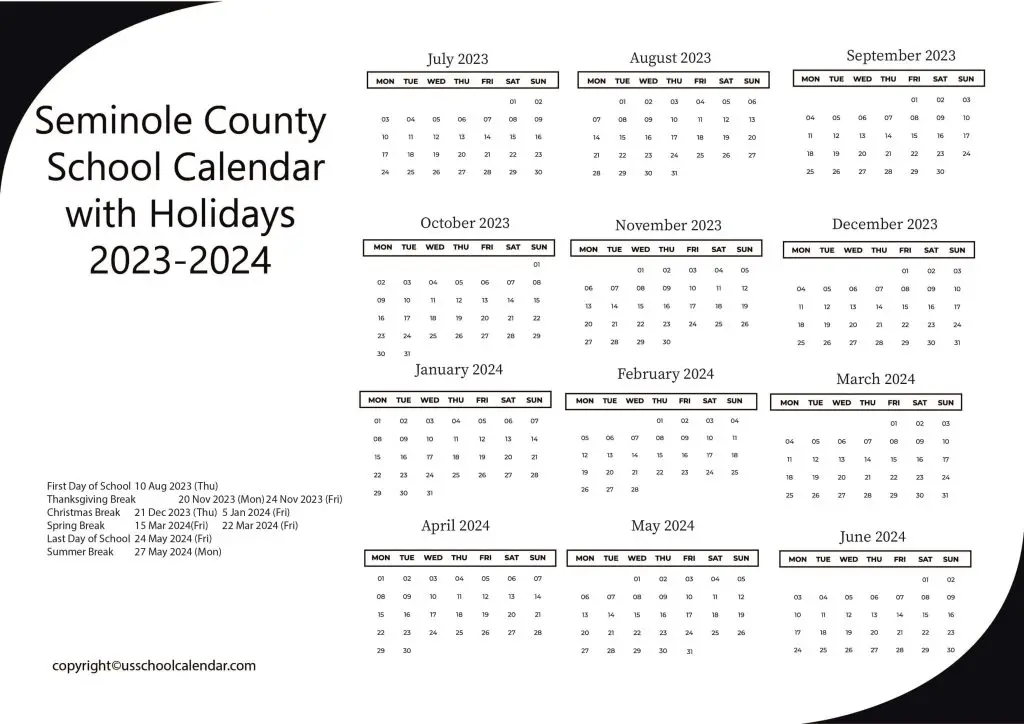 Seminole County Public School Calendar