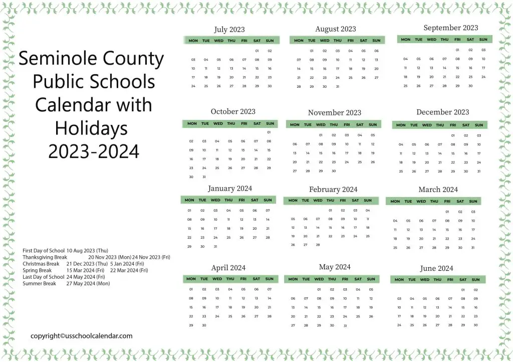 Seminole County Public Schools Calendar