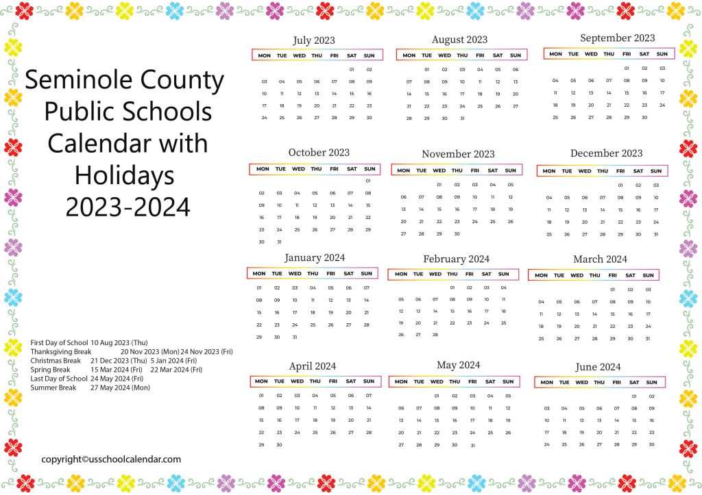 Seminole Schools Calendar