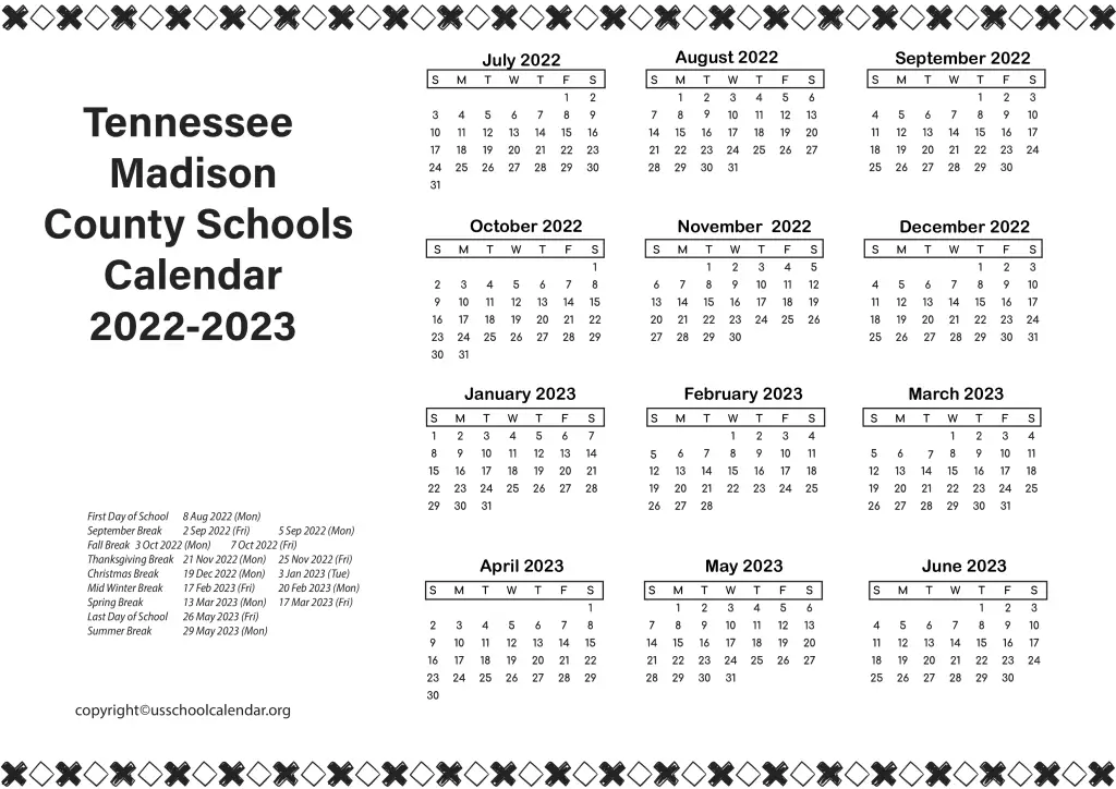Tennessee Madison County Schools Calendar 2022-2023 3