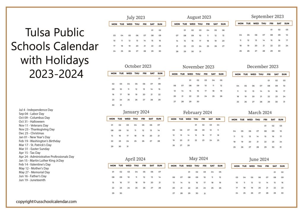 Tulsa Union Public Schools Calendar