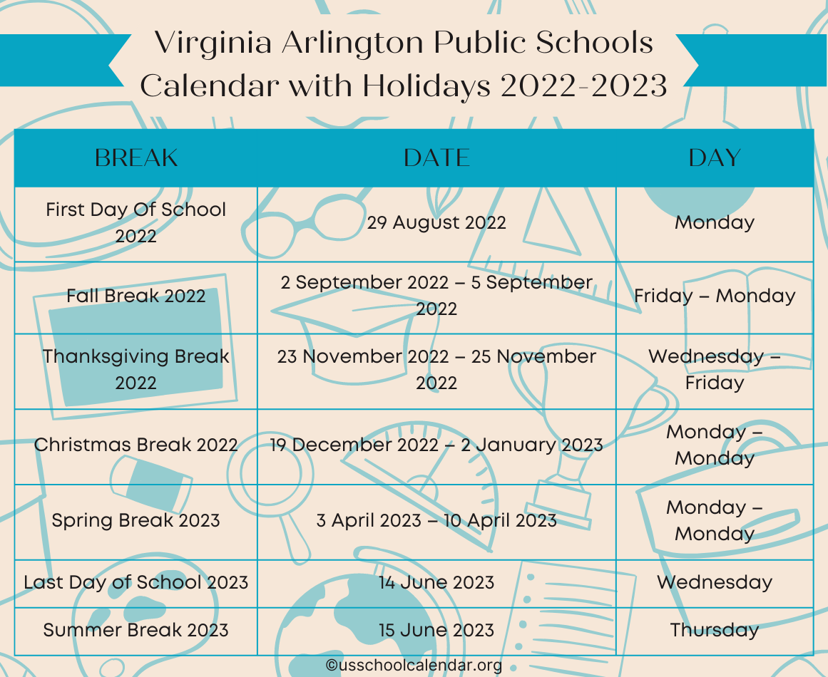 [APS] Virginia Arlington Public Schools Calendar 20222023