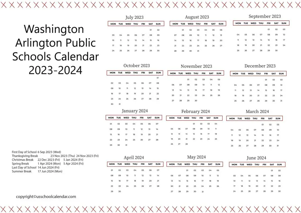 Washington Arlington Public Schools Calendar