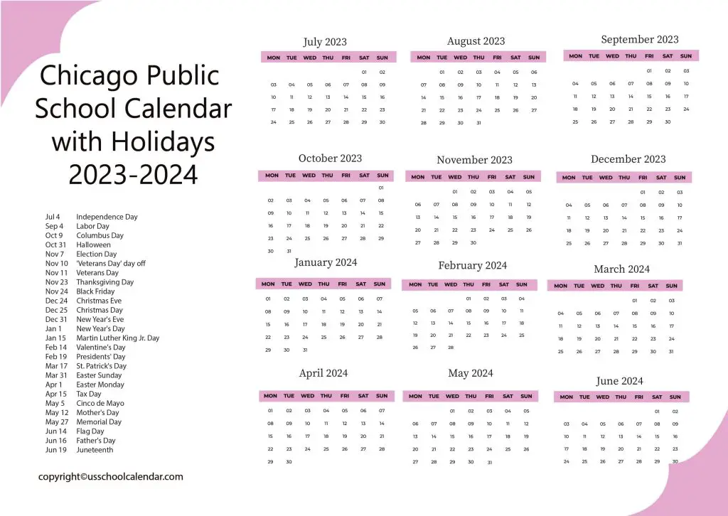 CPS School Calendar [Chicago]