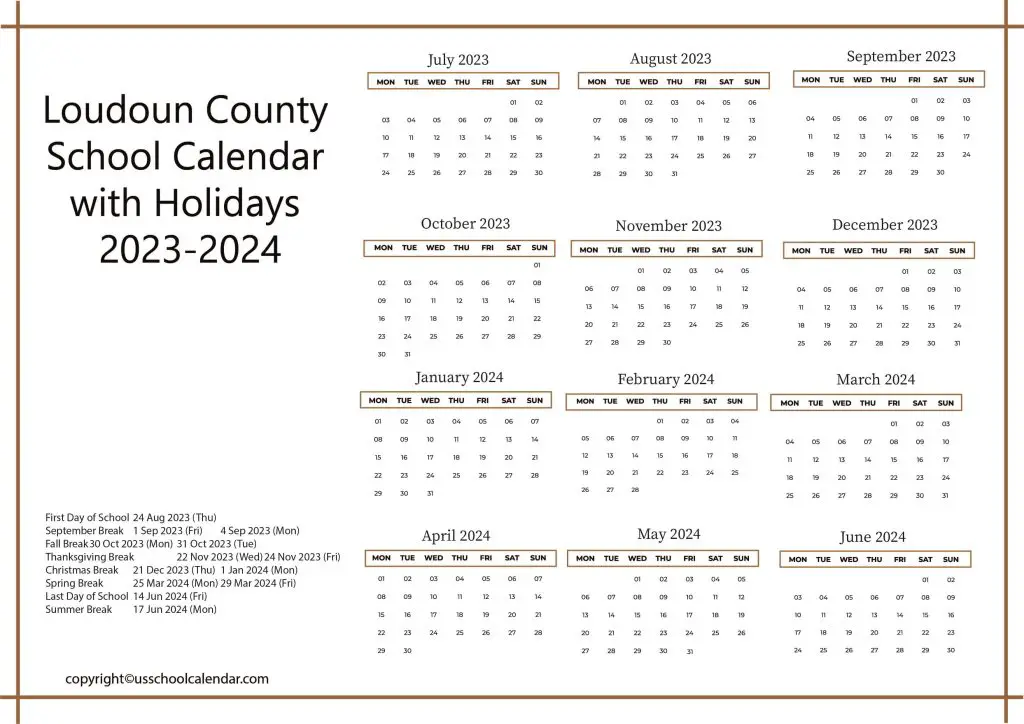 Loudoun County School Calendar