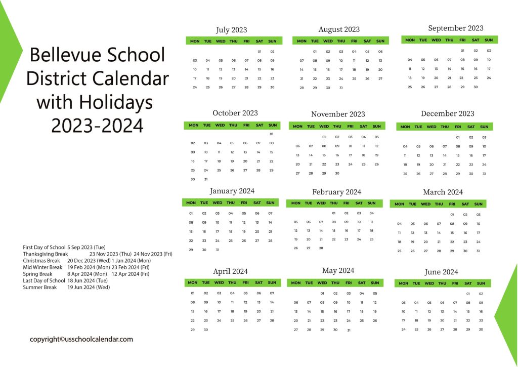 Bellevue School Calendar