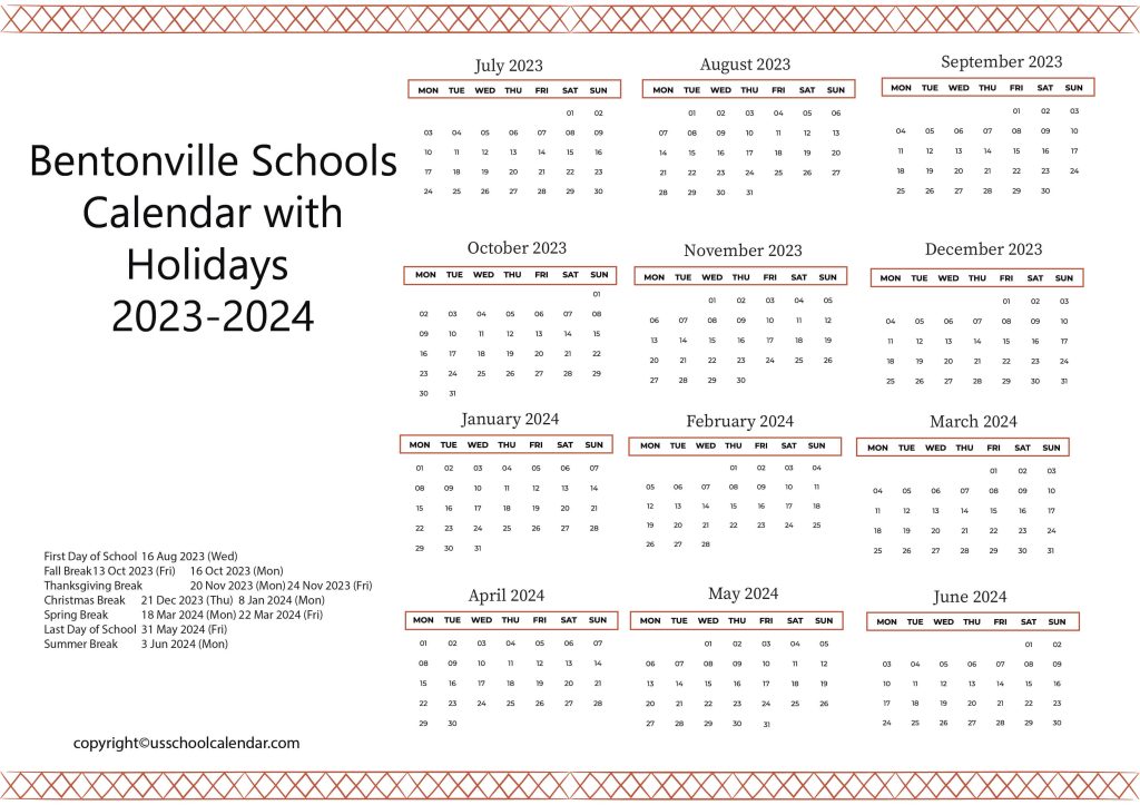 Bentonville School District Academic Calendar