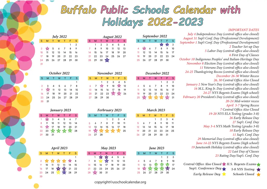 Buffalo Public Schools Calendar 2022 2023 US School Calendar