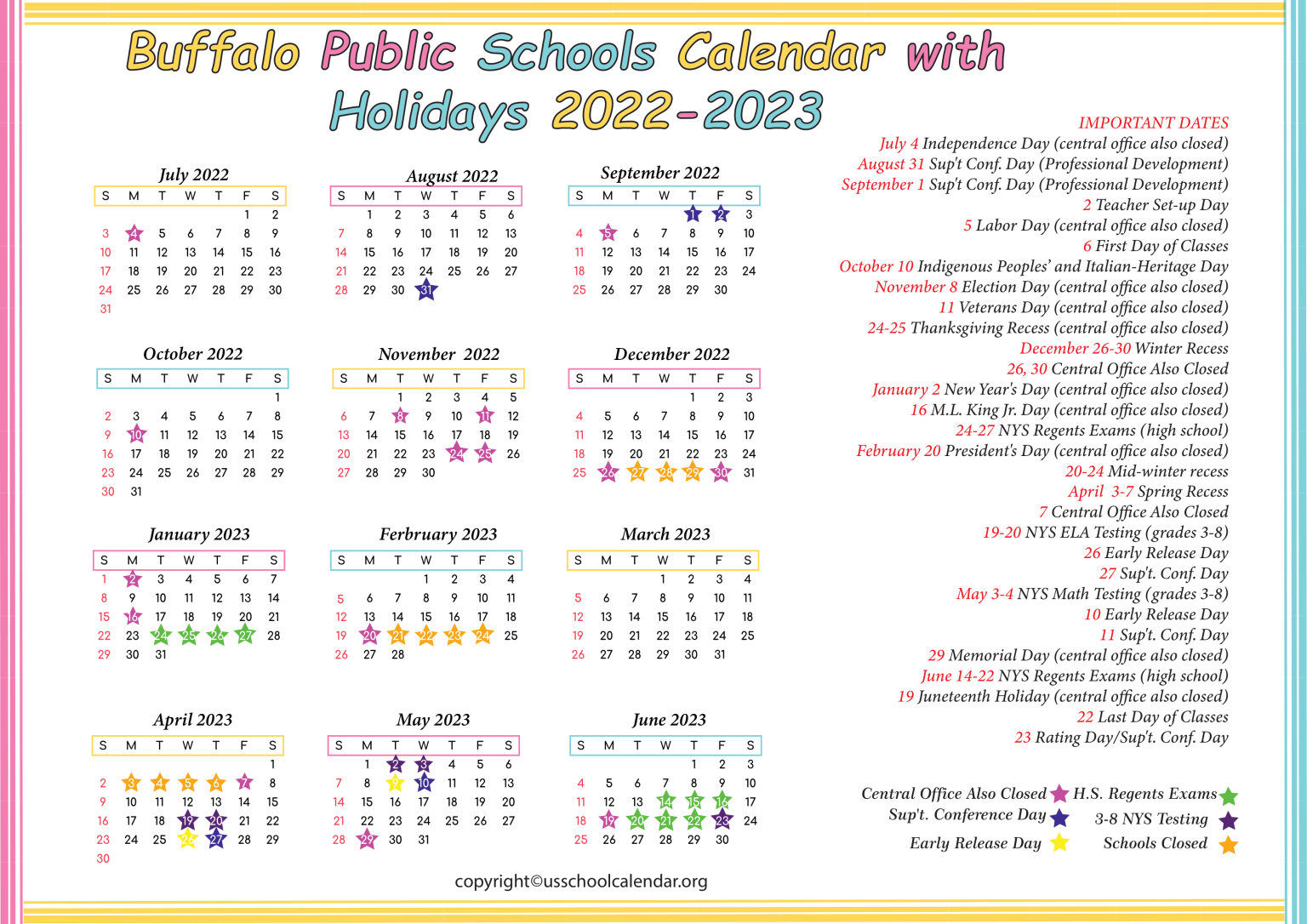 Buffalo Public Schools Calendar 20222023 US School Calendar