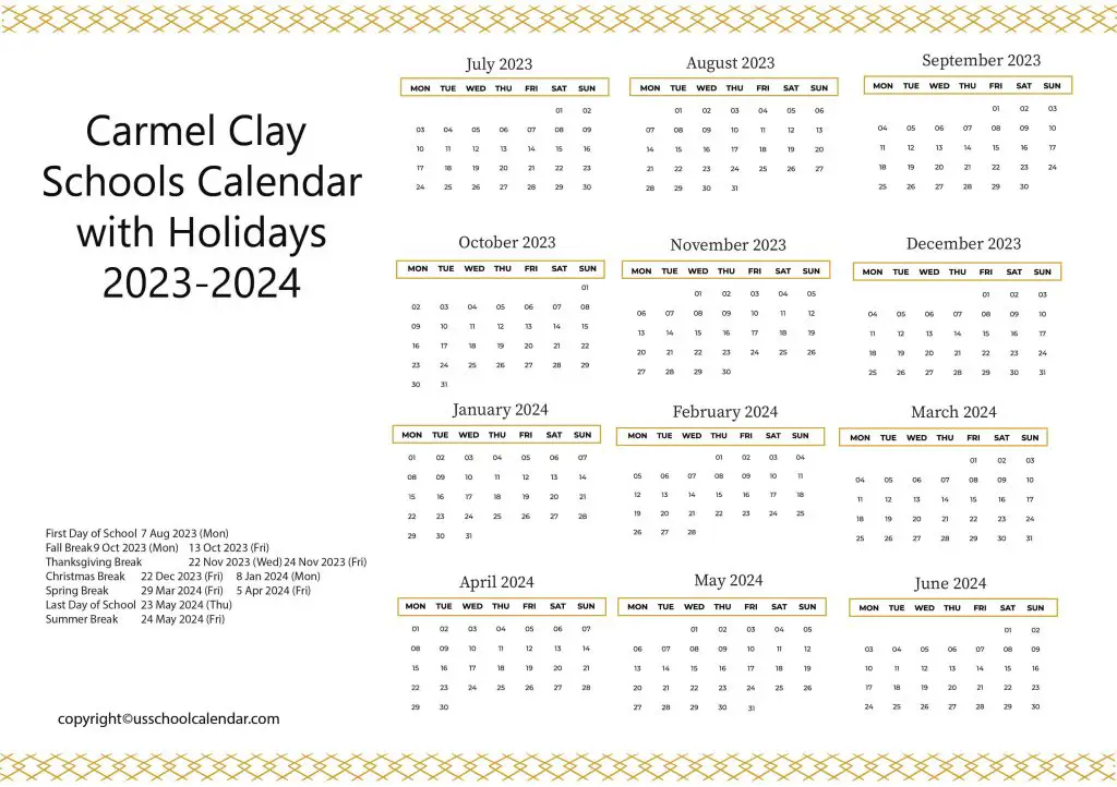 Carmel Schools Calendar