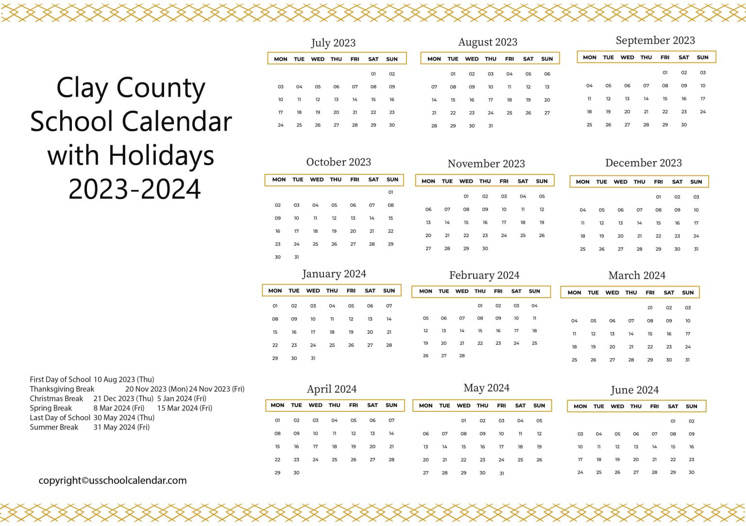 Clay County School Calendar With Holidays 2023 2024 vrogue.co