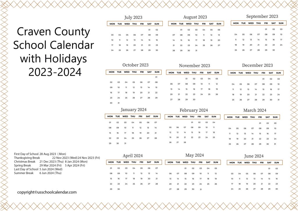 Craven County Schools Calendar