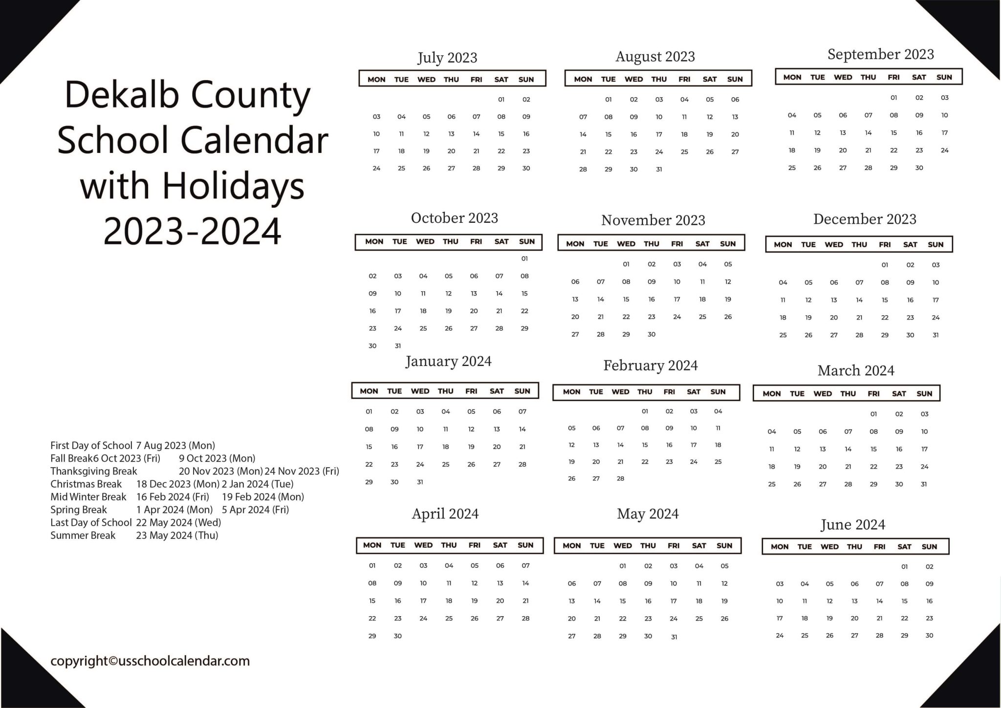 Dekalb County School Calendar with Holidays 20232024