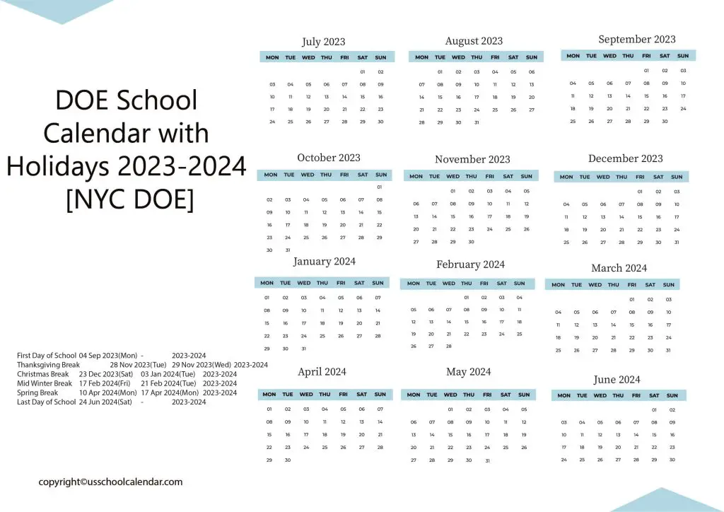 Department of Education Calendar
