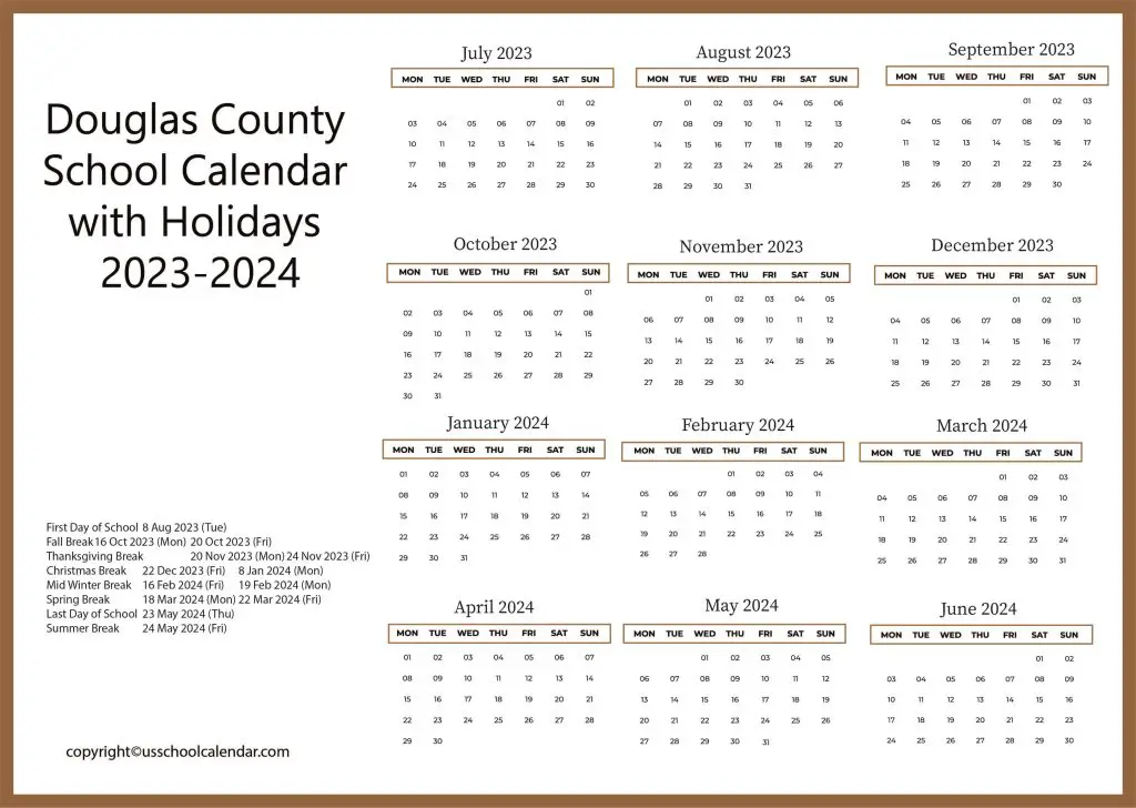 Douglas County School Calendar