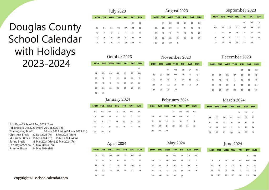 Douglas County School District Calendar