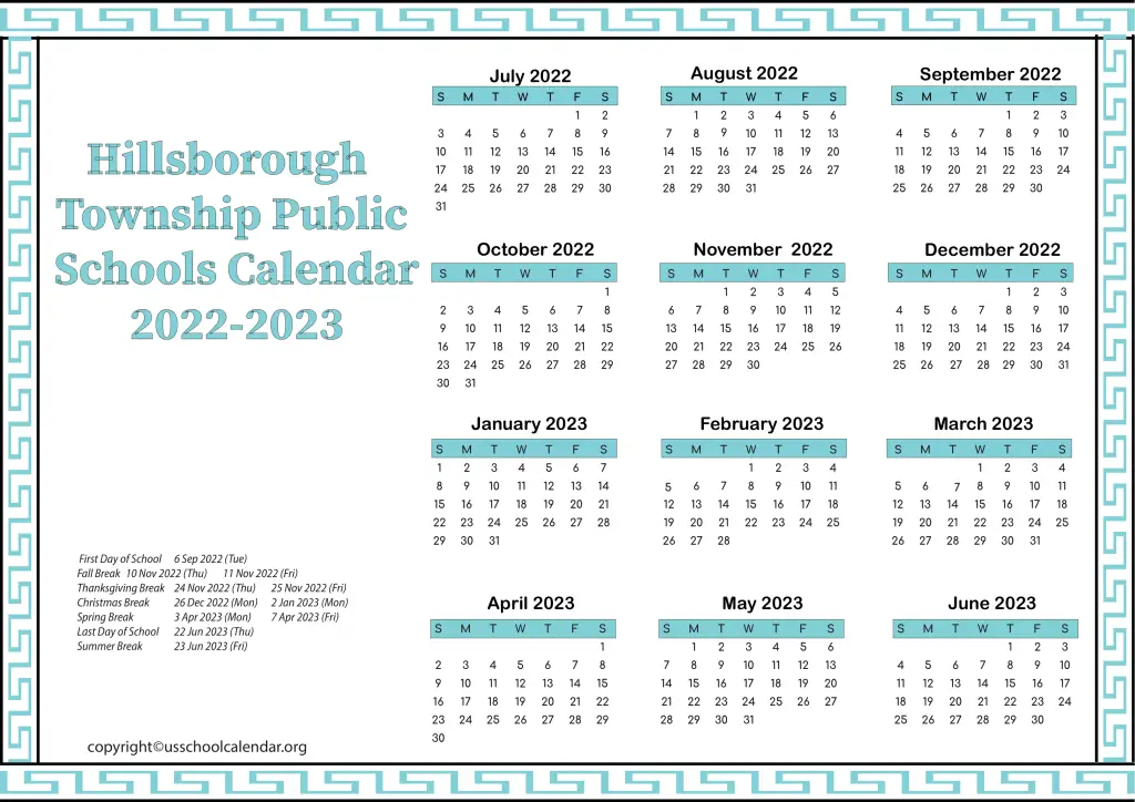 Hillsborough Township Public Schools Calendar 2022-2023 3
