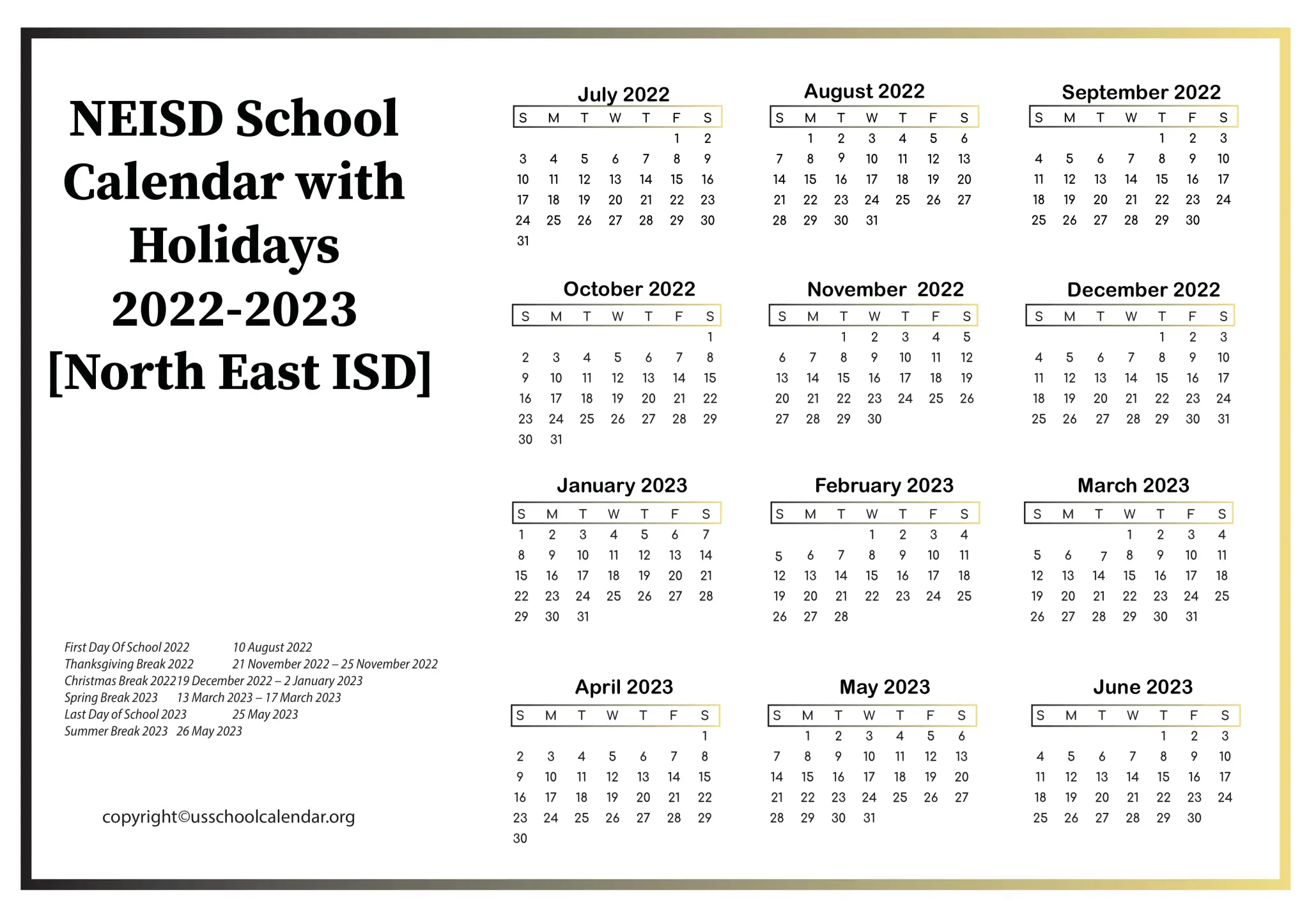 north-east-isd-neisd-school-calendar-with-holidays-2022-2023