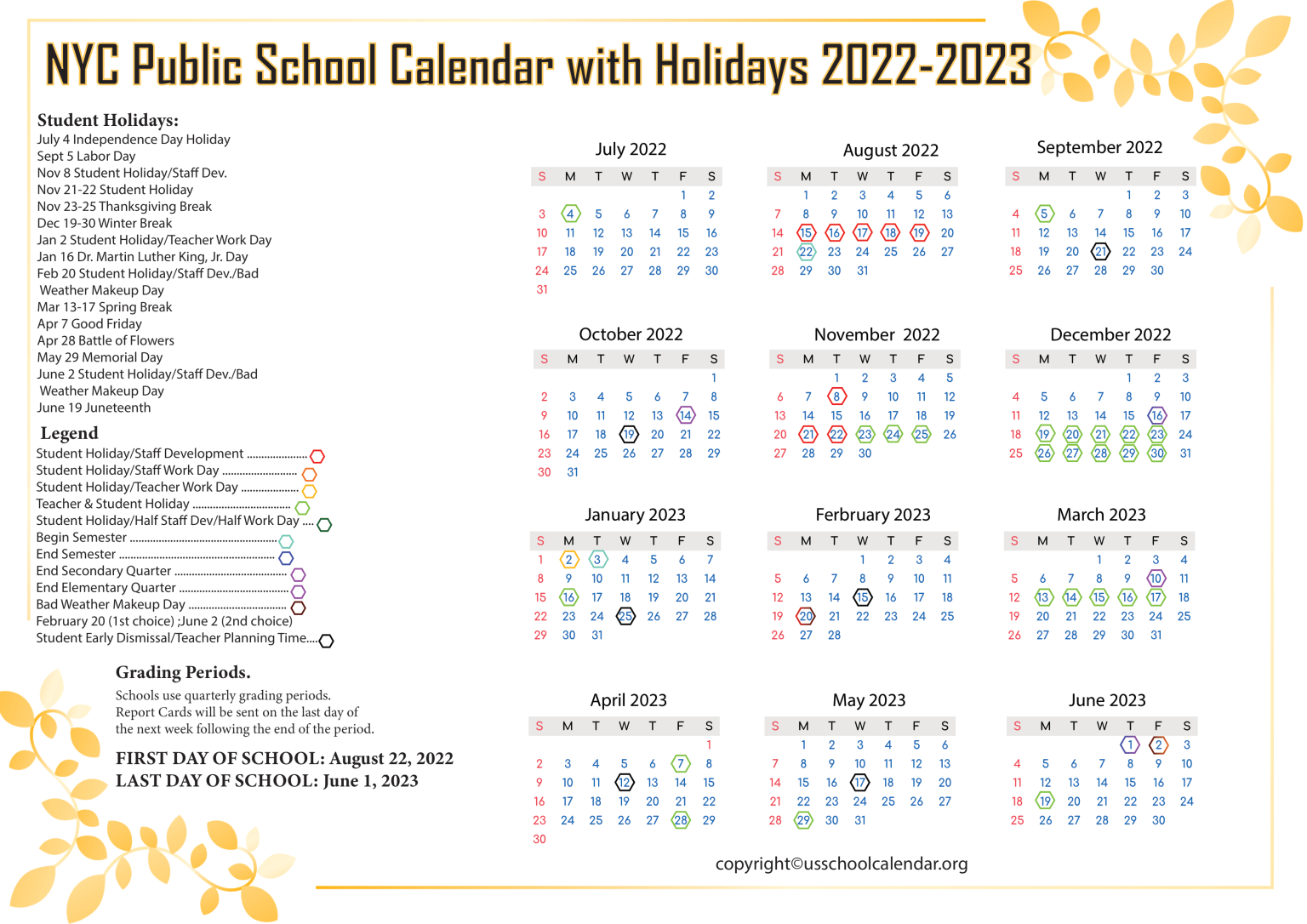 NISD School Calendar with Holidays 20222023 [Northside ISD]