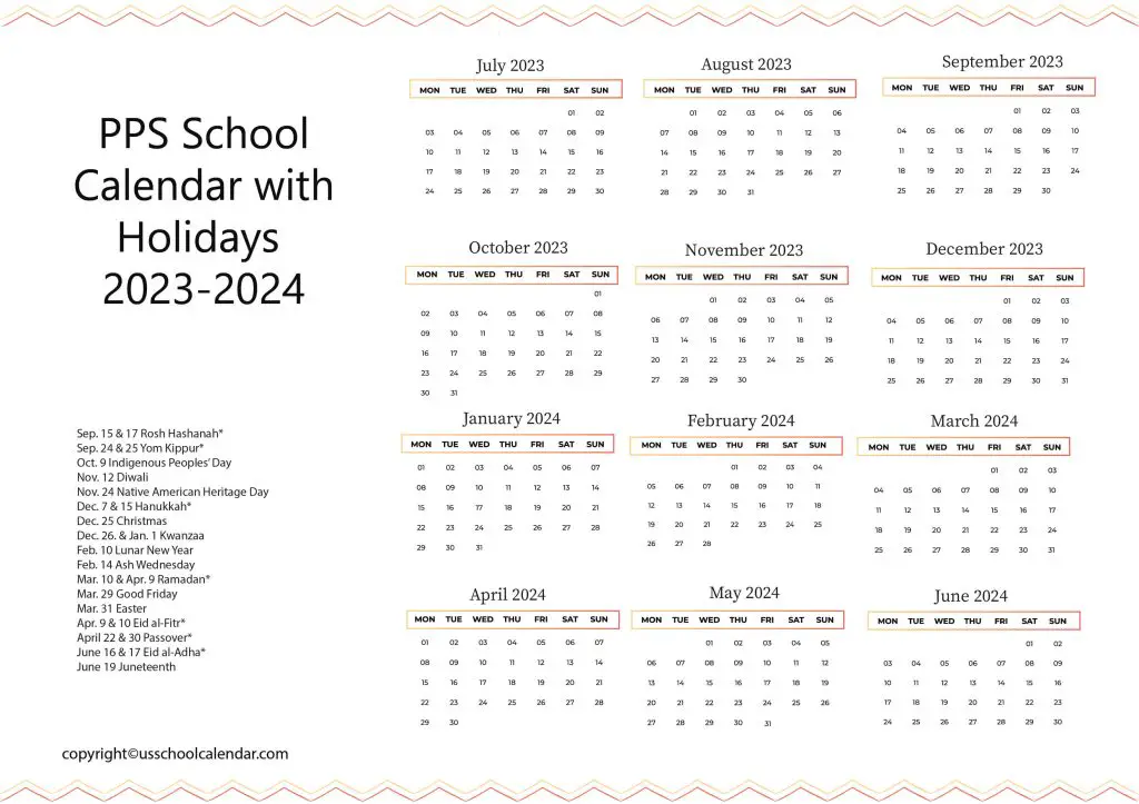 PPS School Calendar