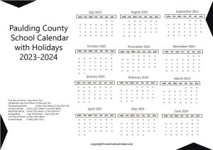 Paulding County School Calendar with Holidays 2023 2024
