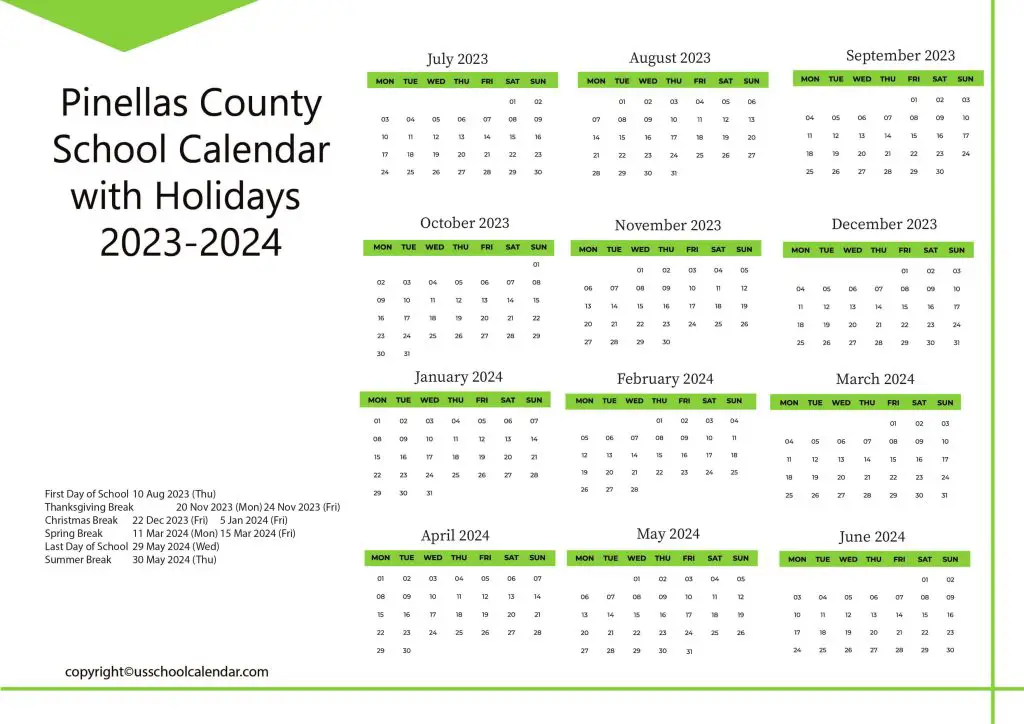 Pinellas County Schools Calendar