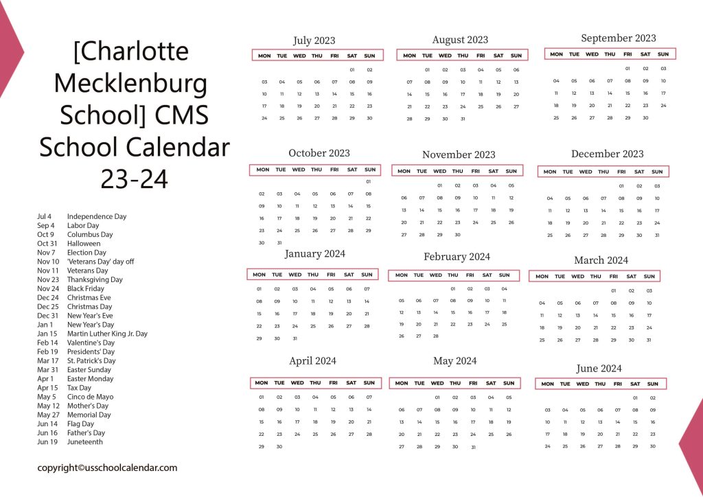 mecklenburg county cms school calendar