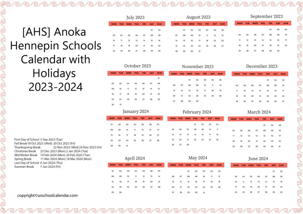 Anoka Hennepin Schools Calendar
