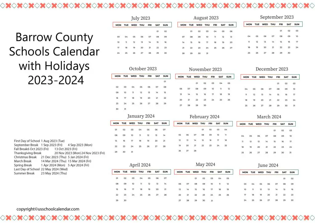 Barrow County Schools Calendar