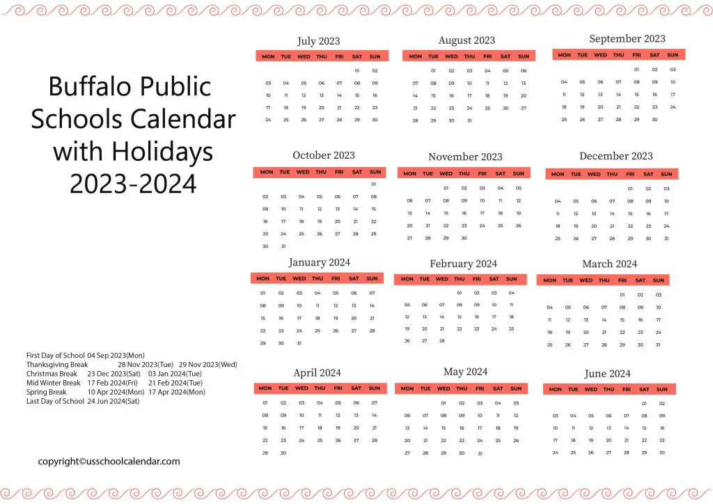 Buffalo Schools Calendar