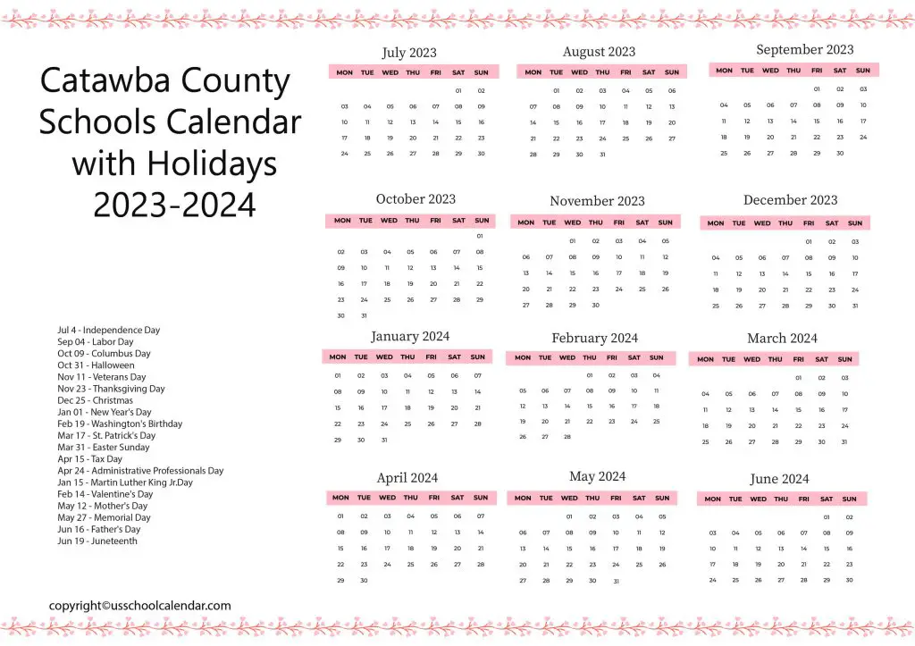 Catawba County School Calendar