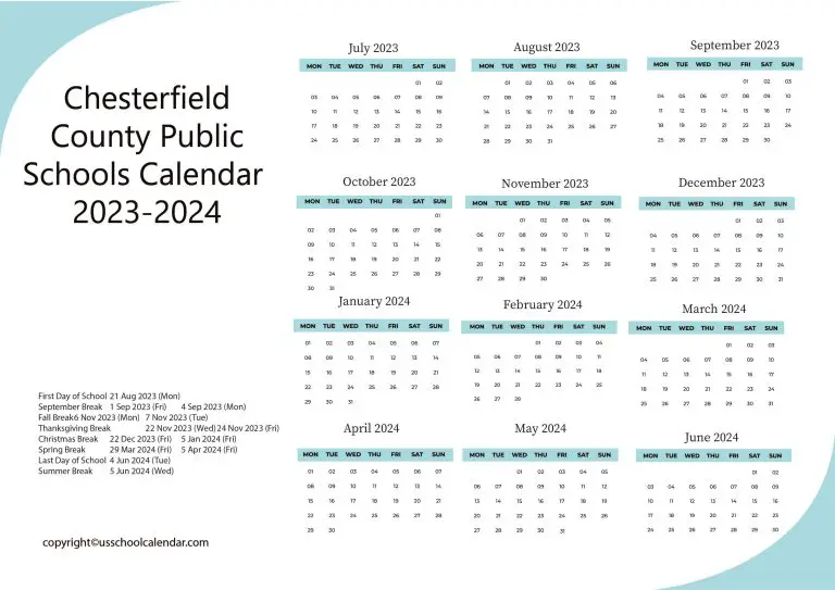 Chesterfield County Public Schools Calendar 20232024