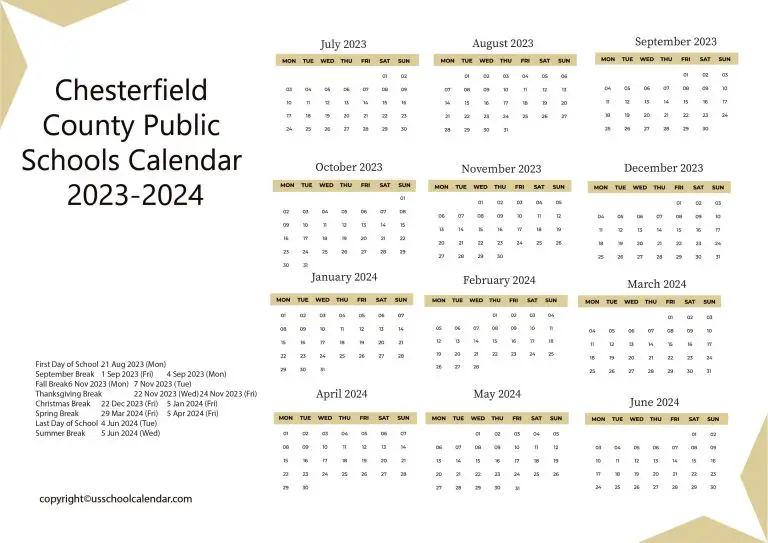 Chesterfield County Public Schools Calendar 20232024