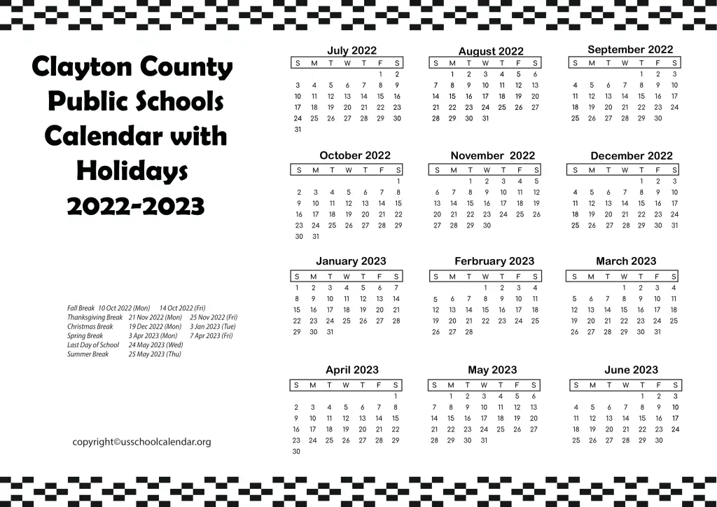 Clayton County Public Schools Calendar with Holidays 2022-2023 3