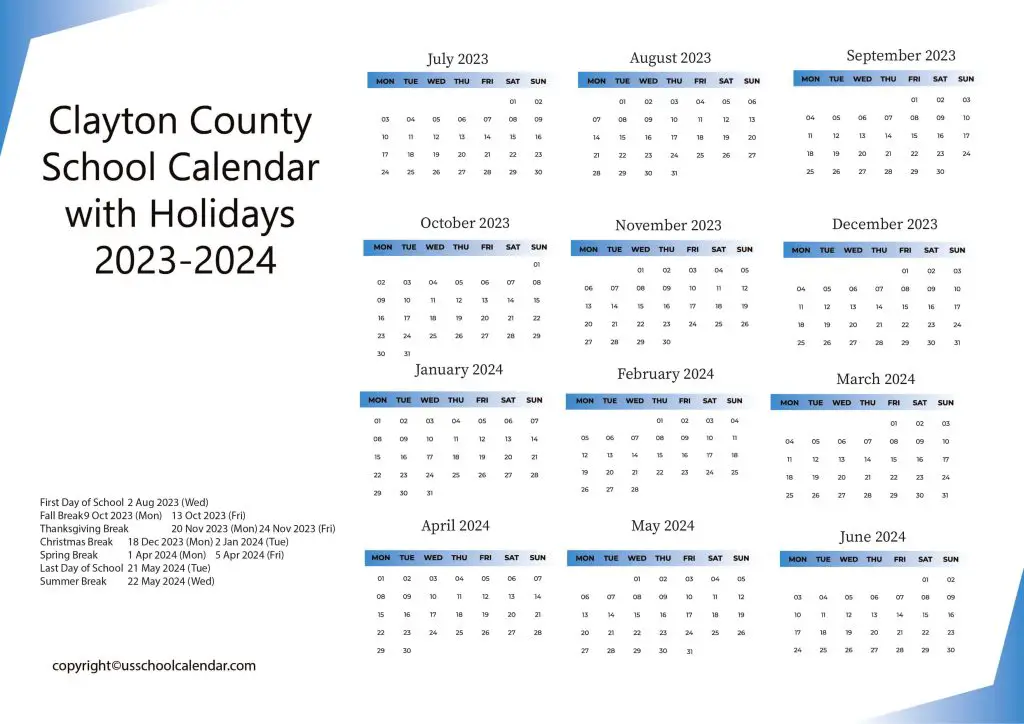Clayton County School District Calendar
