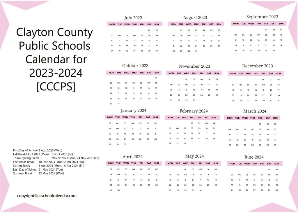 Clayton Schools Calendar